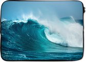 Laptophoes 13 inch - Oceaan - Golf - Blauw - Laptop sleeve - Binnenmaat 32x22,5 cm - Zwarte achterkant