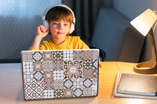 Sticker pour ordinateur portable - 11,6 pouces - Motifs - Vintage - Marron - Fleurs - Formes - 30x21cm - Autocollants pour ordinateur portable - Skin pour ordinateur portable - Housse