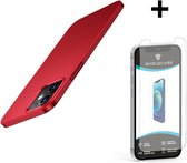 Shieldcase Ultra thin case geschikt voor Apple iPhone 12 / 12 Pro - 6.1 inch - rood + glazen Screen Protector