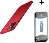 Shieldcase Ultra thin case geschikt voor Apple iPhone 12 / 12 Pro - 6.1 inch - rood + glazen Screen Protector