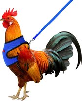 Kippenharnas met Riem met riem - Verstelbaar Ademend Kip Huisdier Vest Huisdier Harnas voor Eend Gans Kip Traning Wandelen Medium blauw - kippen