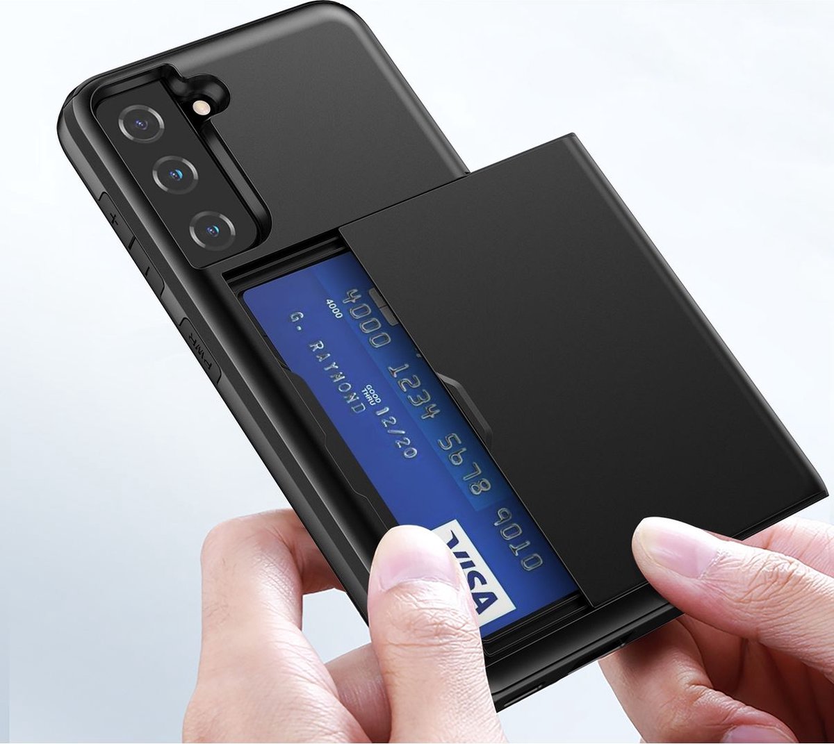 Mobigear Hoesje geschikt voor Samsung Galaxy S21 Ultra Telefoonhoesje met Kaarthouder Hardcase | Mobigear Card Backcover Shockproof met Pasjeshouder | Kaarthouder voor 2 Pasjes | Hoesje voor Pinpas / OV Kaart / Rijbewijs | Schokbestendig Galaxy S21