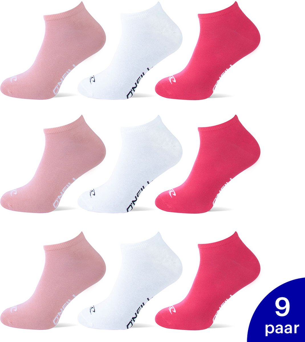 O’Neill 9-Pack Lage Sneakersokken Onzichtbaar Alledaags Heren Dames oud – 739003 Roze