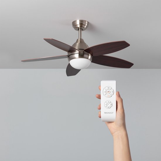 Ventilator plafond met verlichting en afstandsbediening AC NIKKEL – LED –  107cm–... | bol.com