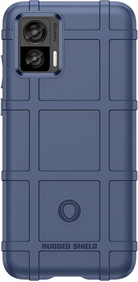 MobyDefend Hoesje - Geschikt voor Motorola Edge 30 Neo - Rugged Shield TPU Backcover - Blauw