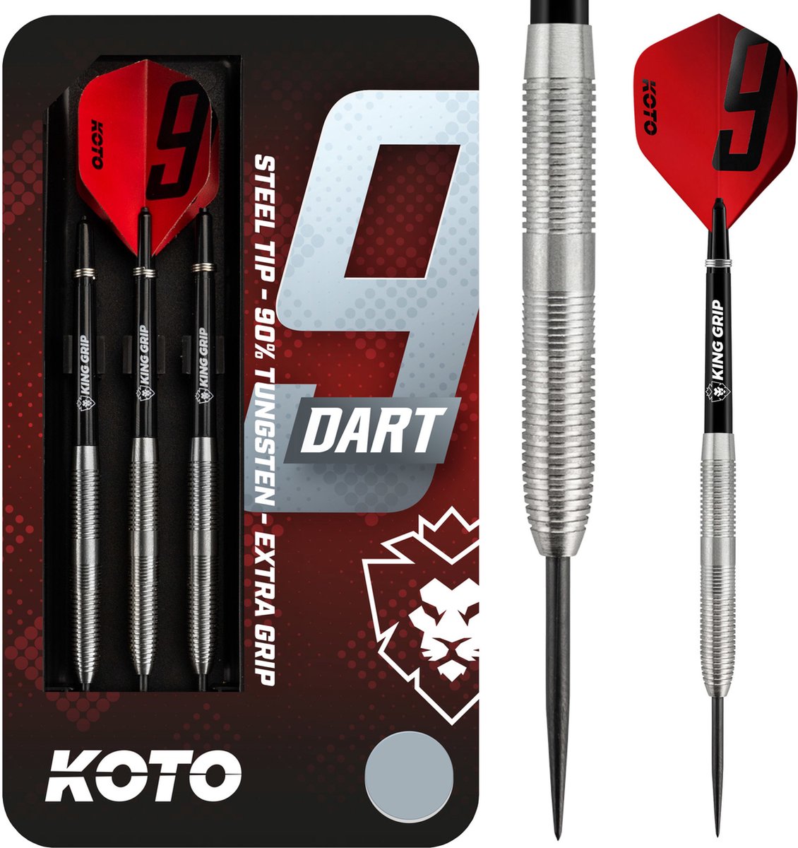 KOTO 9-Dart 90% - Dartpijlen - 25 Gram - Tungsten Darts - 3 Pijlen - Dartset - Met Dartcase