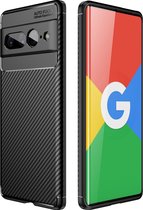 Mobigear Hoesje geschikt voor Google Pixel 7 Pro Telefoonhoesje Flexibel TPU | Mobigear Racing Backcover | Pixel 7 Pro Case | Back Cover - Zwart
