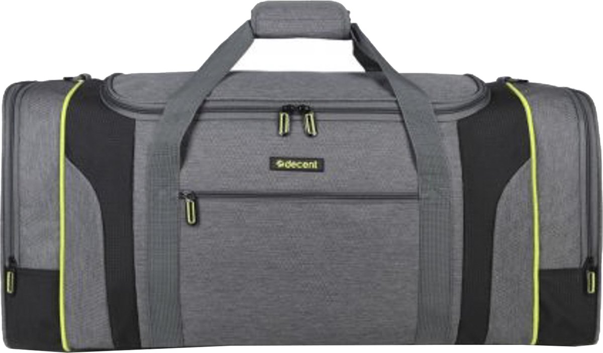 Decent FLEXPLUS Reistas 70 cm - Weekendtas / Sporttas - Ruime en lichte reistas 76 liter inhoud - Grijs/lemon groen