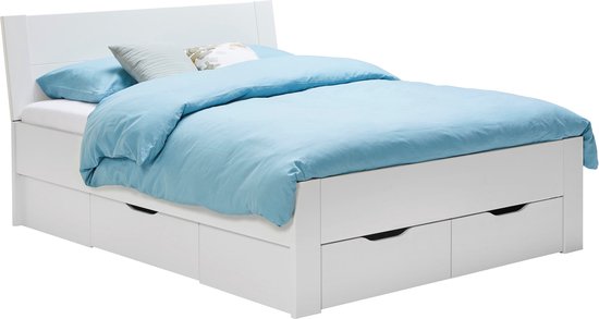 Beddenreus Basic Bed Space met hoofdbord en opbergladen - 140 x 200 cm -  wit | bol.com