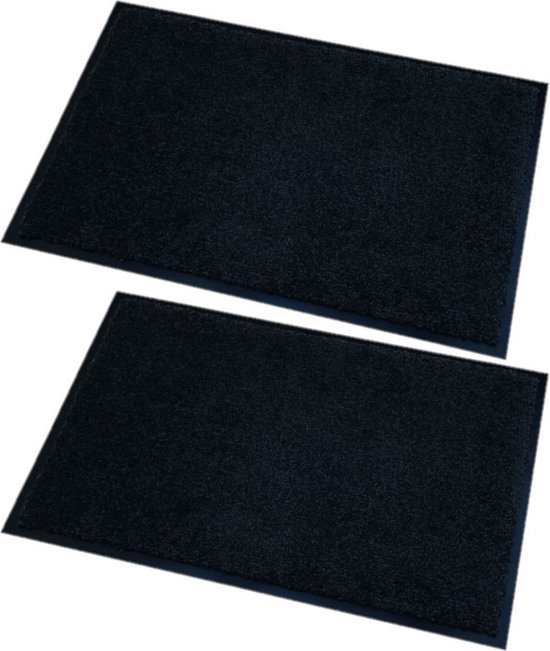 2x stuks deurmatten/droogloopmatten Memphis zwart 60 x 80 cm - Schoonloopmat - Inloopmat