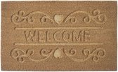 Paillasson/tapis de course à sec fibre de coco bienvenue motif gracieux 75 x 45 cm - Paillassons pour l'intérieur et l'extérieur
