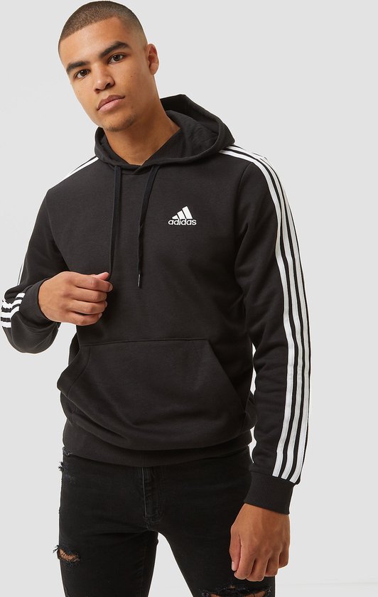 Wirwar Nageslacht gebrek Adidas Essentials 3-Stripes Fleece Trui / Hoodie - Zwart Heren - Maat S |  bol.com