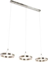 QAZQA lyani - Lampe suspendue LED Design pour table à manger au-dessus de la table à manger | dans salle à manger - 3 lumières - L 110 cm - Acier - Salon | Chambre à coucher | Cuisine