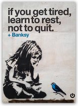 Banksy Schilderij - Never Quit Girl -  80 x 110 - Plexiglas Schilderij