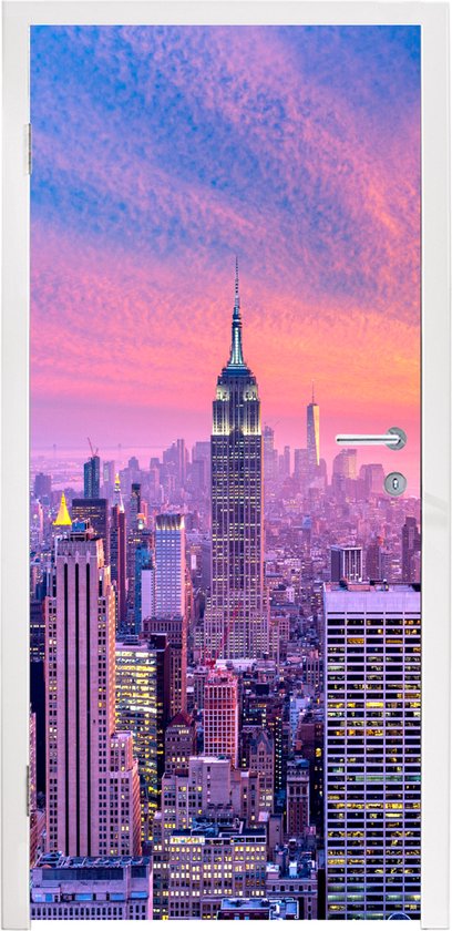 Deursticker New York - Kleuren - Skyline - 80x205 cm - Deurposter