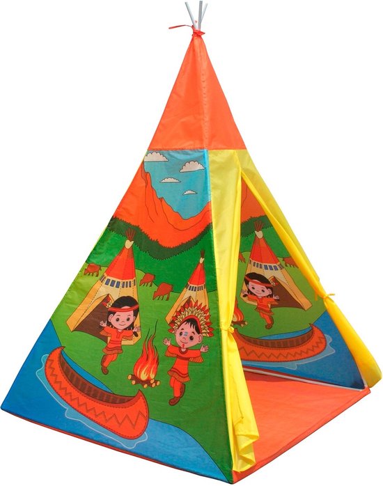 Tipi tent kinderen - 100x100x135 cm - Indianen print - oranje — afbeelding 3