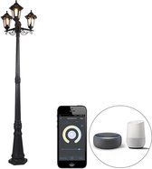QAZQA new haven - Klassieke LED Smart Lantaarn incl. wifi - 3 lichts - H 216.5 cm - Zwart - Buitenverlichting