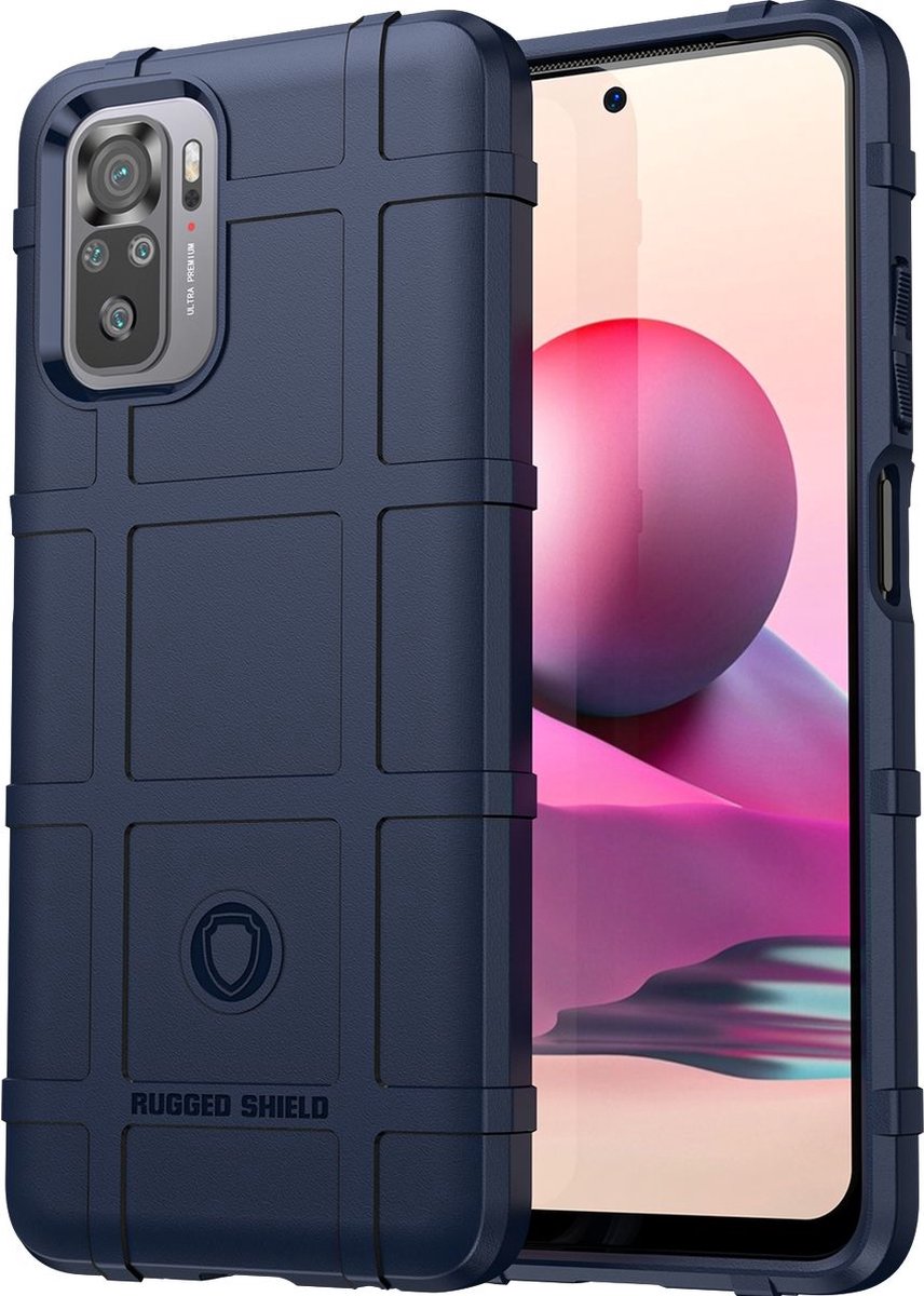 Mobigear Hoesje geschikt voor POCO M5s Telefoonhoesje Flexibel TPU | Mobigear Rugged Shield Backcover Shockproof | Schokbestendig M5s Telefoonhoesje | Anti Shock Proof - Blauw