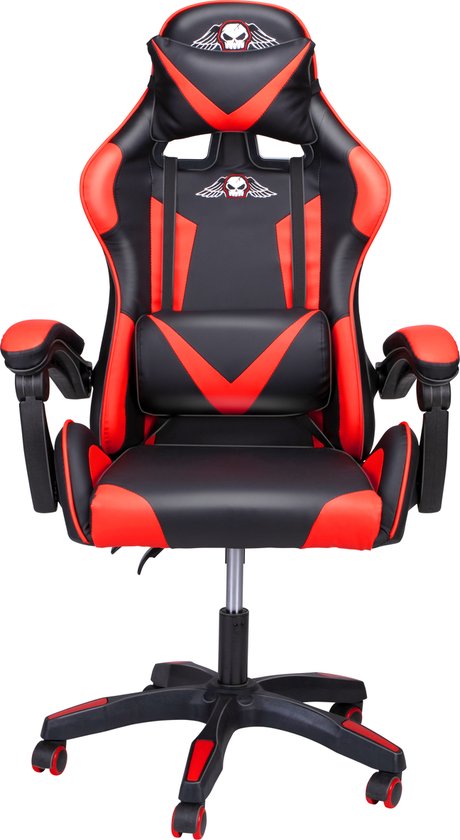 No Fear Gaming Stoel - Game Stoel - Bureaustoel - Hoogte Verstelbaar 46 tot 56cm - Rood/Zwart