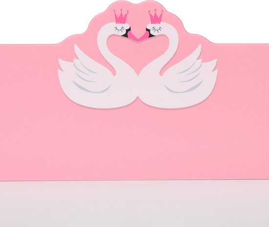 kinderbureau en stoel - lade - met opbergruimte - zwaan - kindertafel - roze-wit
