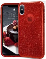 iPhone XS Max Siliconen Glitter Hoesje Rood