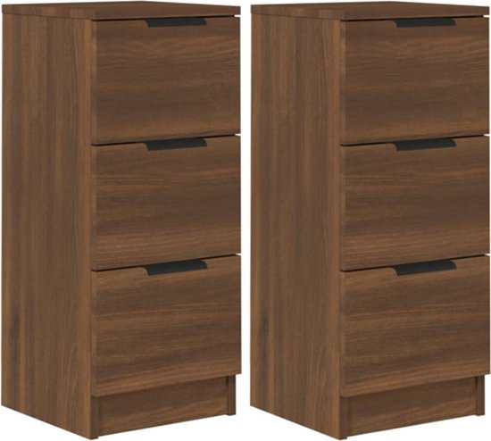 Dressoirs 2 st 40x35x70 cm bewerkt hout zwart | -nl