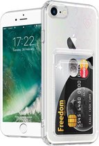 ShieldCase geschikt voor Apple iPhone 7/8 transparant hoesje met pasjes - hartjes - Hoesje met pasjeshouder - Shockproof - Pasjes case - Backcover Beschermhoesje Hartjes