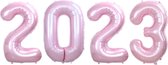 Folie Ballon Cijfer 2023 Oud En Nieuw Versiering Nieuw Jaar Feest Artikelen Happy New Year Decoratie Roze - XL Formaat