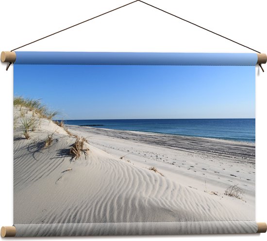 WallClassics - Textielposter - Witte Duinen tegen de Zee - 60x40 cm Foto op Textiel