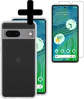 Hoesje Geschikt voor Google Pixel 7 Hoesje Siliconen Case Met Screenprotector - Hoes Geschikt voor Google Pixel 7 Hoes Siliconen - Transparant