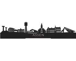 Standing Skyline Assen Zwart hout - 40 cm - Woon decoratie om neer te zetten en om op te hangen - Meer steden beschikbaar - Cadeau voor hem - Cadeau voor haar - Jubileum - Verjaardag - Housewarming - Aandenken aan stad - WoodWideCities