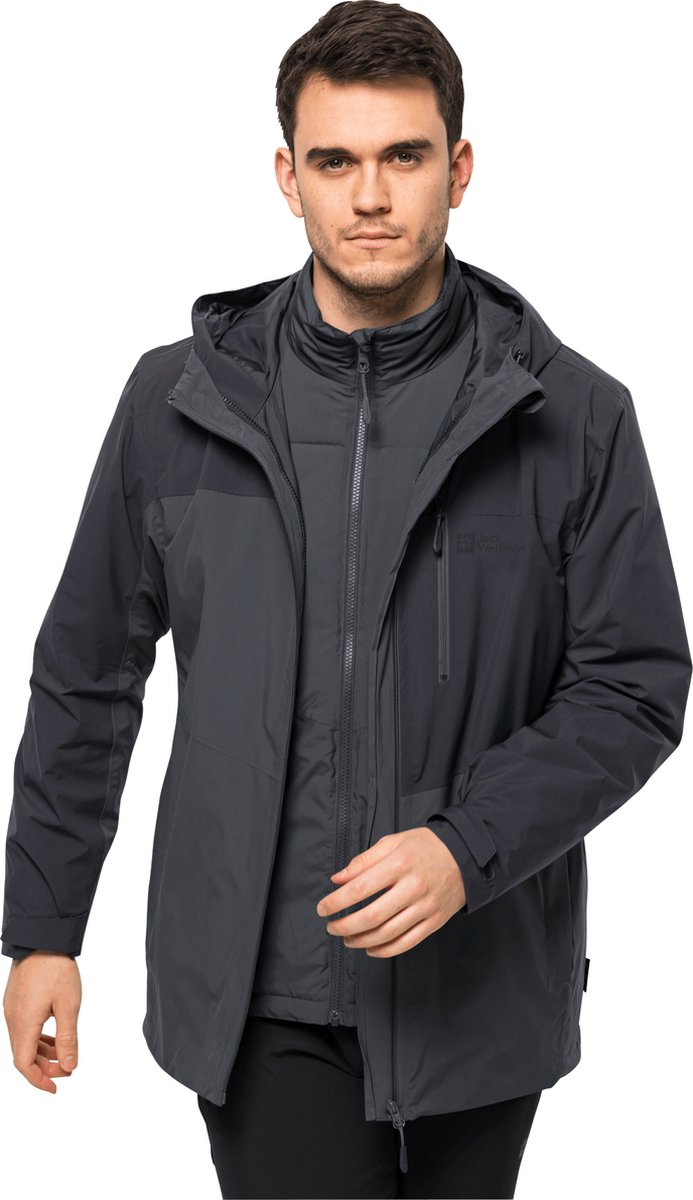 Jack Wolfskin Feldberg 3in1 Outdoorjas voor Heren Ebony