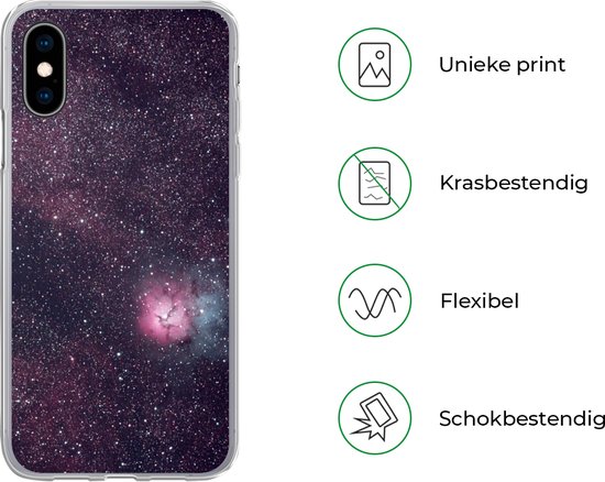 Coque iPhone X - Univers - Étoiles - Rose - Siliconen