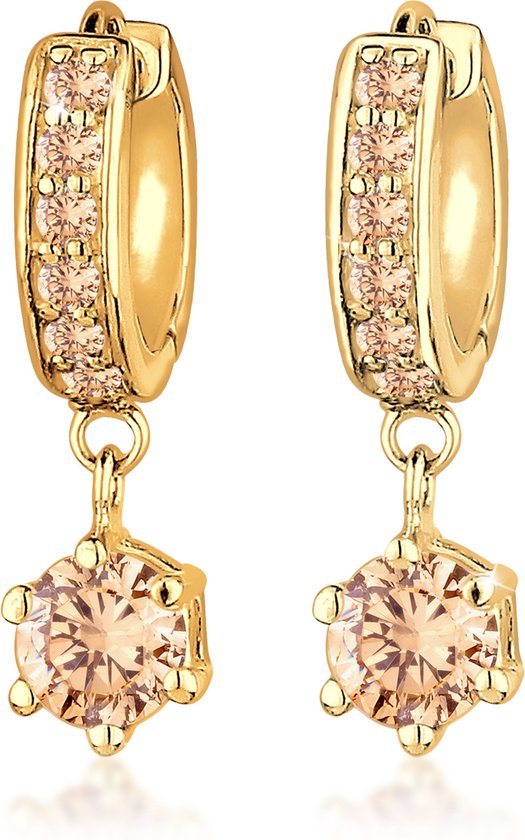 Elli Dames Oorbellen Dames oorringen Elegant met Cubic Zirconia Kristallen in 925 Sterling Zilver Rose Gold-plated