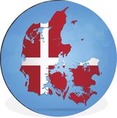 WallCircle - Wandcirkel - Muurcirkel - Illustratie van Denemarken in de kleur van de vlag - Aluminium - Dibond - ⌀ 140 cm - Binnen en Buiten