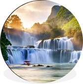 WallCircle - Cercle Mural - Cercle Mural - Cascade - Plantes - Soleil - Water - Nature - Aluminium - Dibond - 120x120 cm - Intérieur et Extérieur XXL