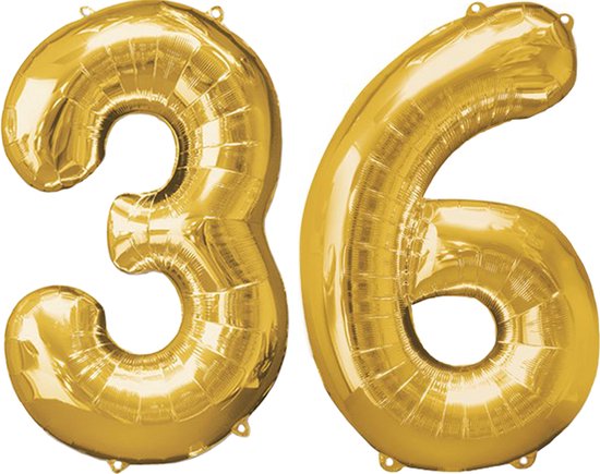 Versiering 36 Jaar Ballon Cijfer 36 Verjaardag Versiering Folie Helium Ballonnen Feest Versiering XL Formaat Goud - 86Cm