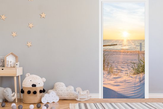 Sticker pour porte Plage - Soleil - Dune - Herbe - Sable - Horizon - 75x205 cm - Door Poster