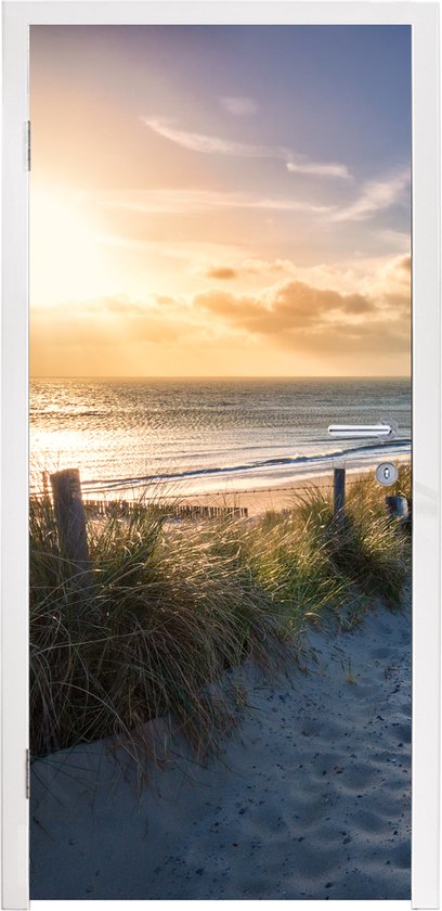 Autocollant Mural Grand Format 85x205 Cm - Coucher De Soleil à La Plage - Marque Tulup