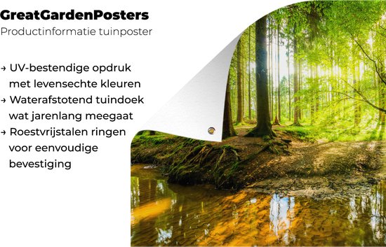 Affiche de jardin - Toile de jardin - Posters de jardin extérieur - Forêt - Paysage - Water - Arbres - Soleil - Vert - Nature - 120x80 cm - Jardin