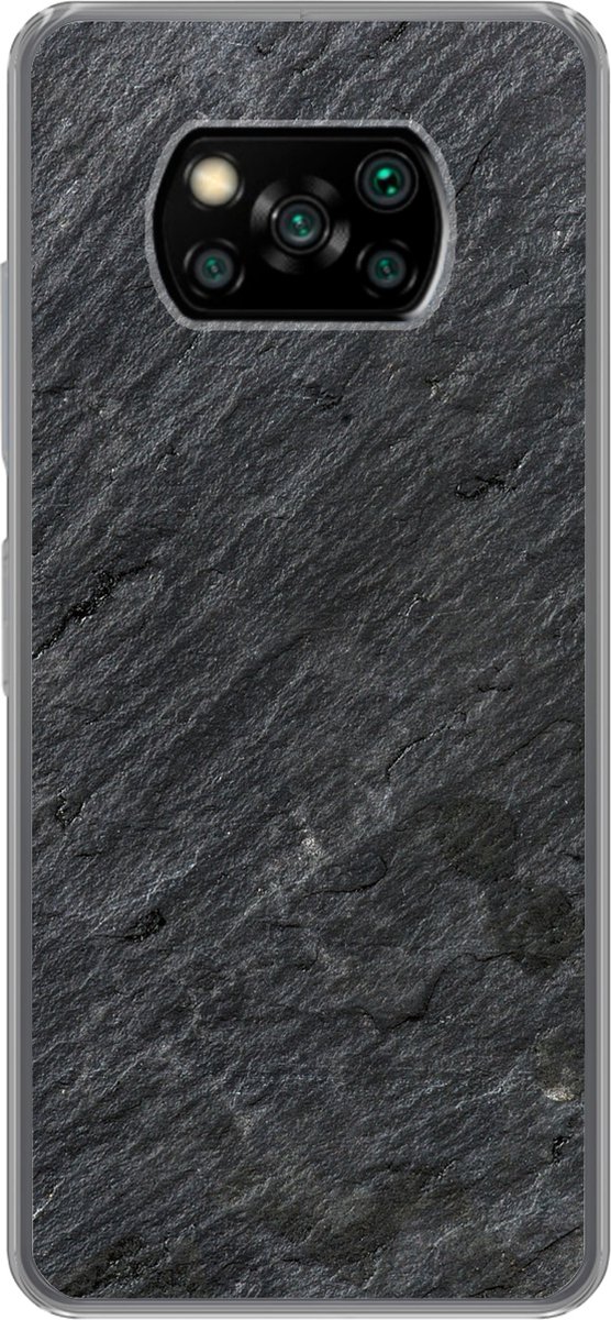 Telefoonhoesje Geschikt voor Xiaomi Geschikt voor Poco X3 NFC hoesje - Natuursteen - Industrieel - Leisteen - Structuur - Grijs - Siliconen Telefoonhoesje Telefoonhoesje
