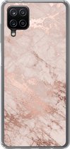 Geschikt voor Samsung Galaxy A12 hoesje - Marmer print - Roze - Luxe - Marmer printlook - Glitter - Design - Siliconen Telefoonhoesje