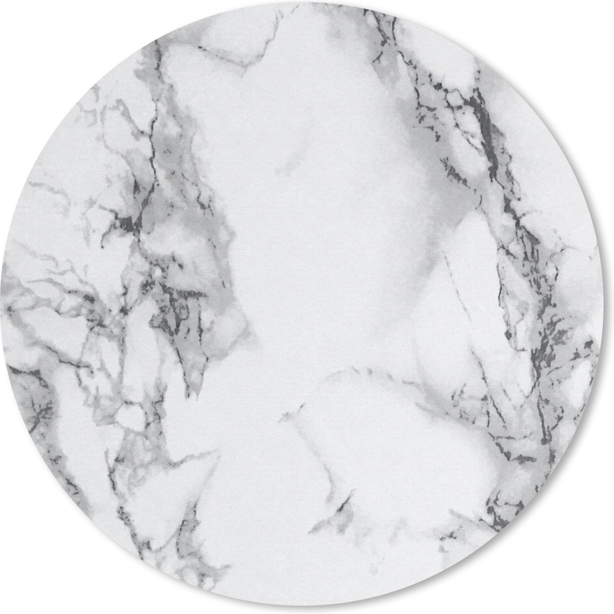 Muismat rond 50x50 cm - Mousepad Marmer - Steen - Wit - Grijs - Zwart - Marmer printlook - Ronde muismatten