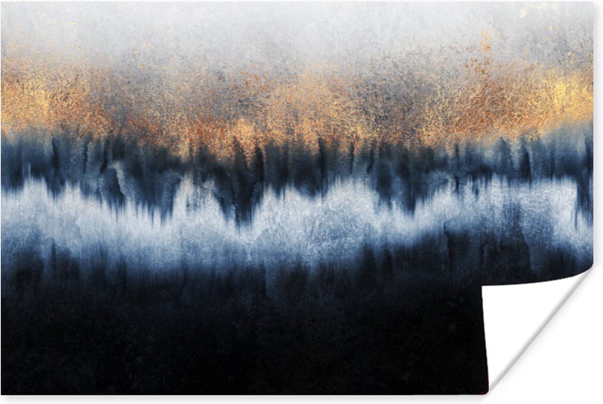 Poster Abstract - Goud - Luxe - Blauw - 30x20 cm