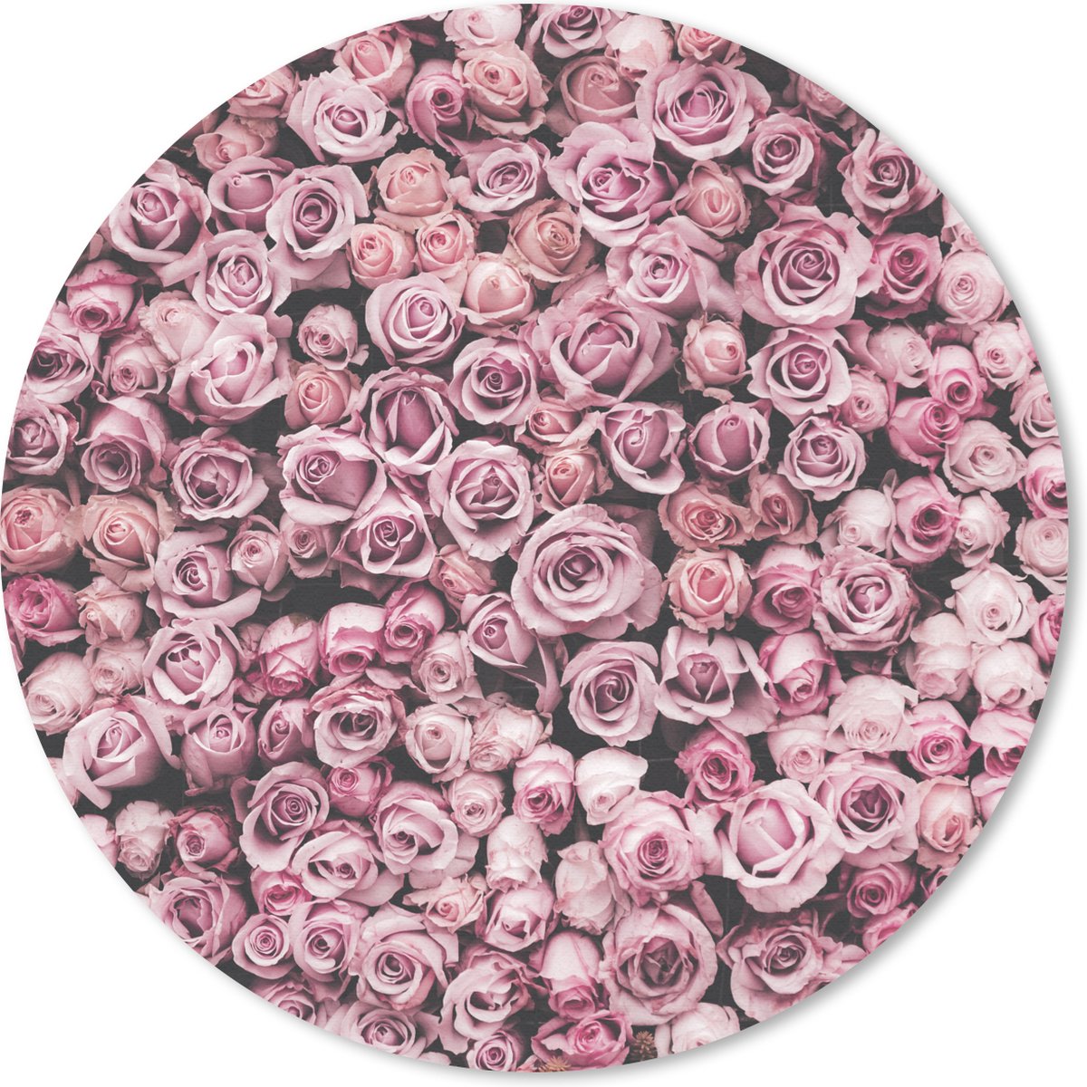 Muismat rond 40x40 cm - Mousepad Bloemen - Rozen - Natuur - Roze - Botanisch - Ronde muismatten