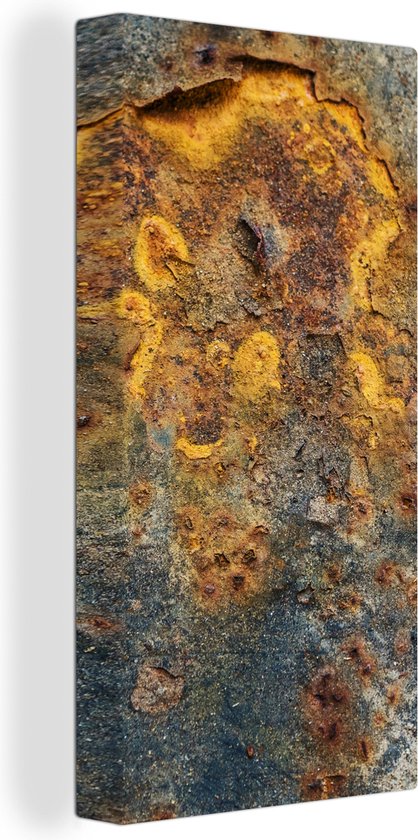 Canvas Schilderij Goud - Metaal - Roest - Grijs - Abstract - Patroon - 40x80 cm - Wanddecoratie