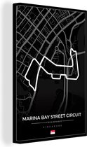 Canvas Schilderij Racing - Sport - Racebaan - Singapore - Marina Bay Street Circuit - Zwart - 120x180 cm - Wanddecoratie XXL - Vaderdag cadeau - Geschenk - Cadeautje voor hem - Tip - Mannen