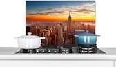 Spatscherm keuken - New York - Manhattan - Skyline - Stad - Amerika - Spatwand fornuis - Achterwand - 60x40 cm - Aluminium