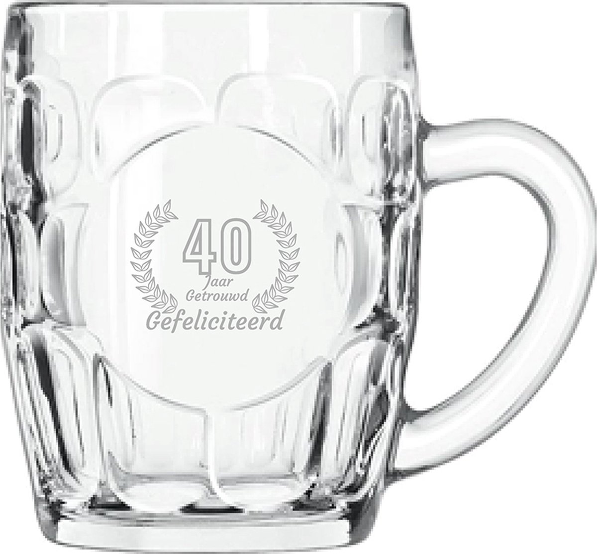 Gegraveerde Bierpul 55cl Gefeliciteerd 40 jaar getrouwd