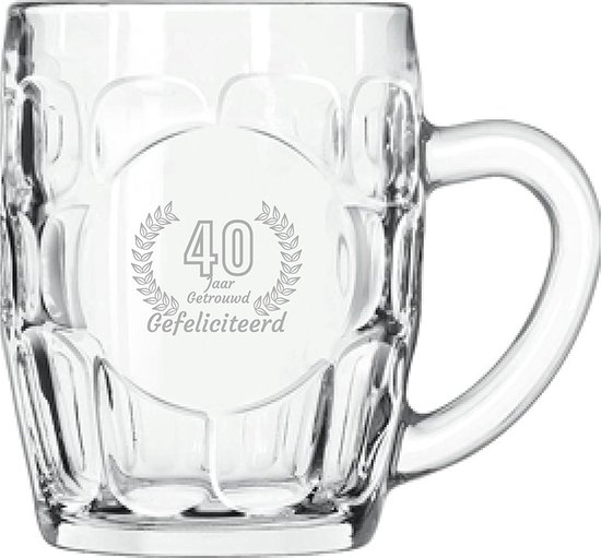 Chope à bière gravée 55cl Félicitations 40 ans de mariage